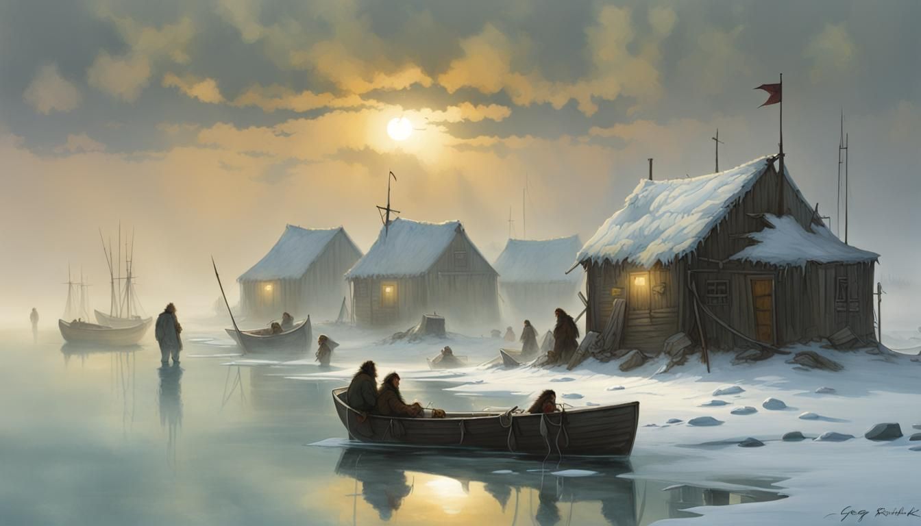 Eskimo Village on Island with Sinister Atmosphere