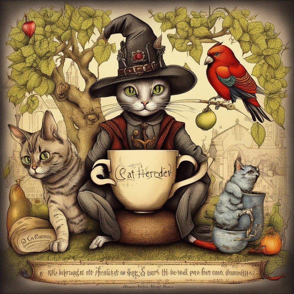 Cat Herder Billboard with Celtic Knot-work Illustration