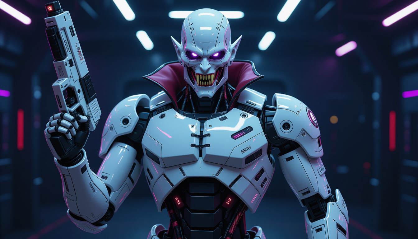 Cyberpunk Robot Vampire in Gothic Victorian Style