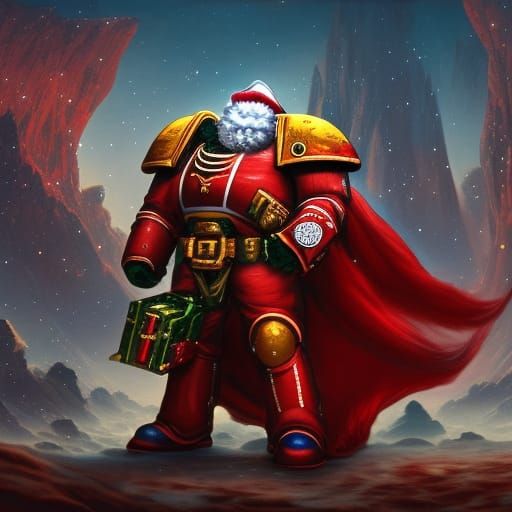 Space Marine Santa Claus in Detailed Digital Painting