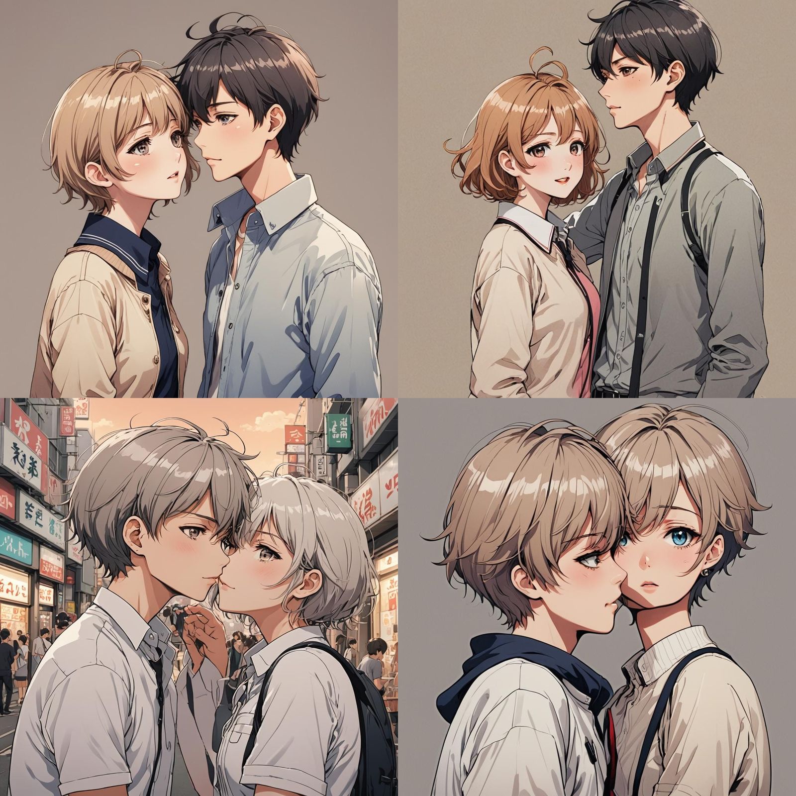 Anime Style Kiss Between Tomboy and Sissy Boy