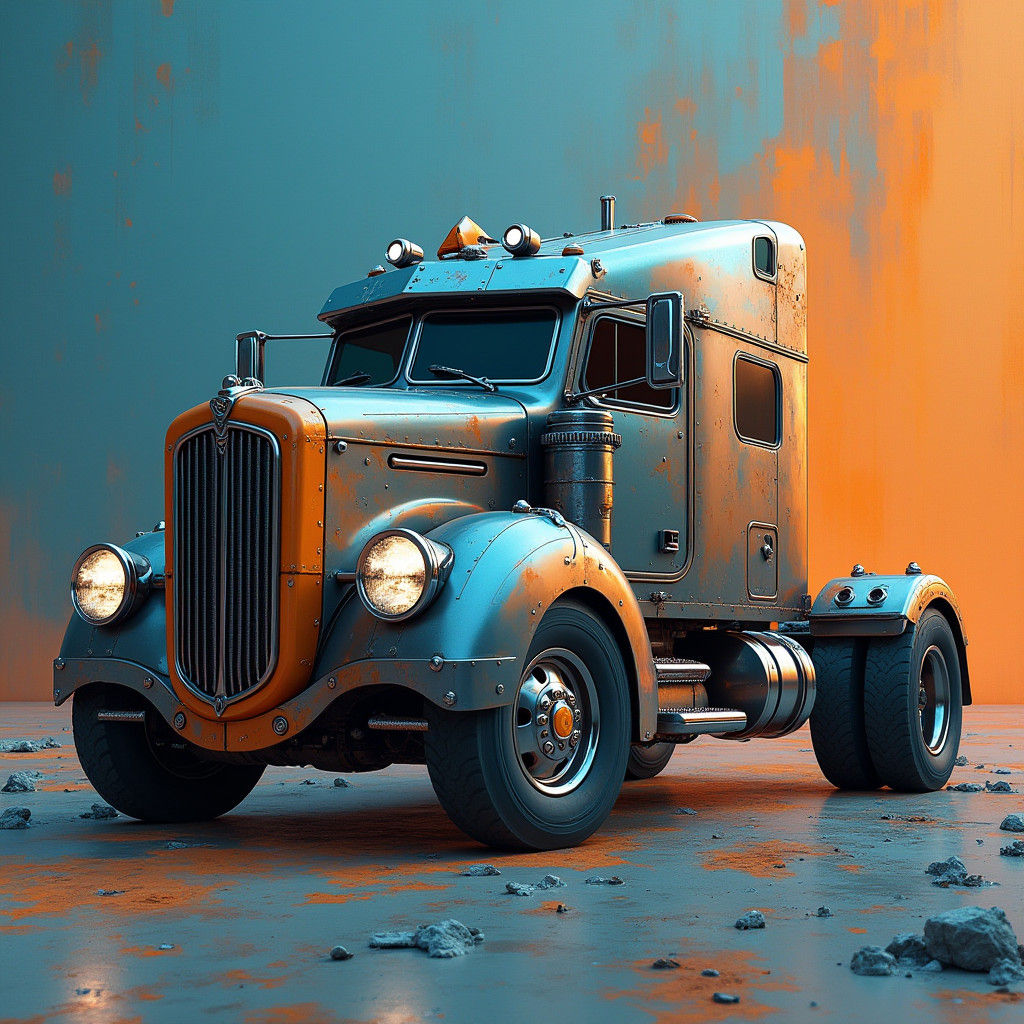 Futuristic Semi Truck Concept Art in 8K