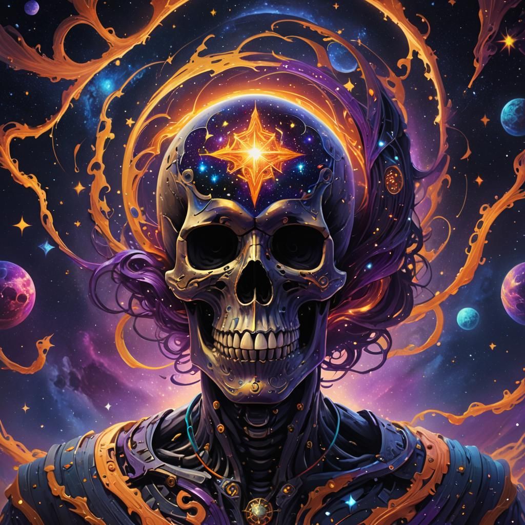 Starry Skull Concept Art in Outer Space