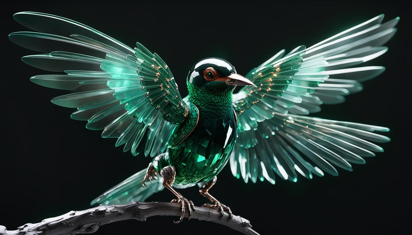 Emerald Crystal Woodpecker with Mech Details