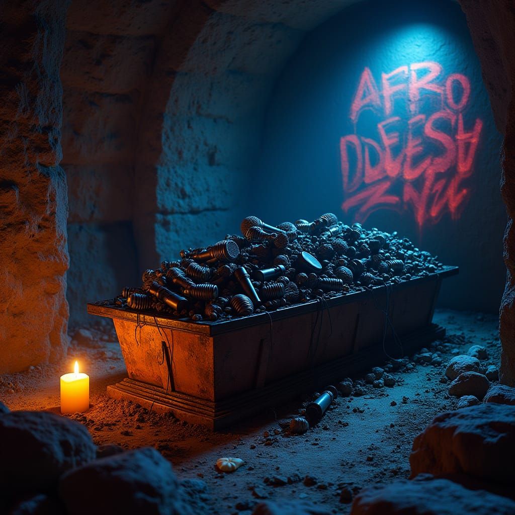 Microphone Sarcophagus in Graffiti Art Tomb