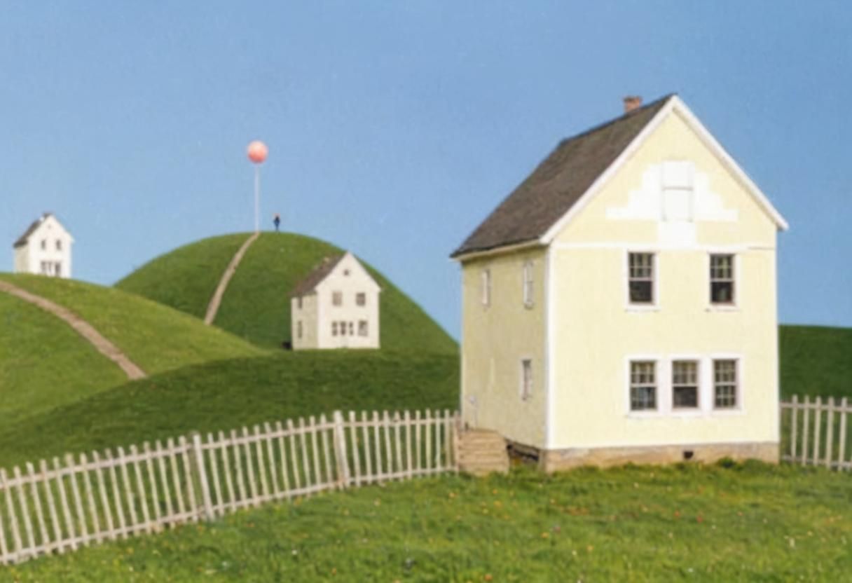 Dreamlike Scene with Levitating Figures