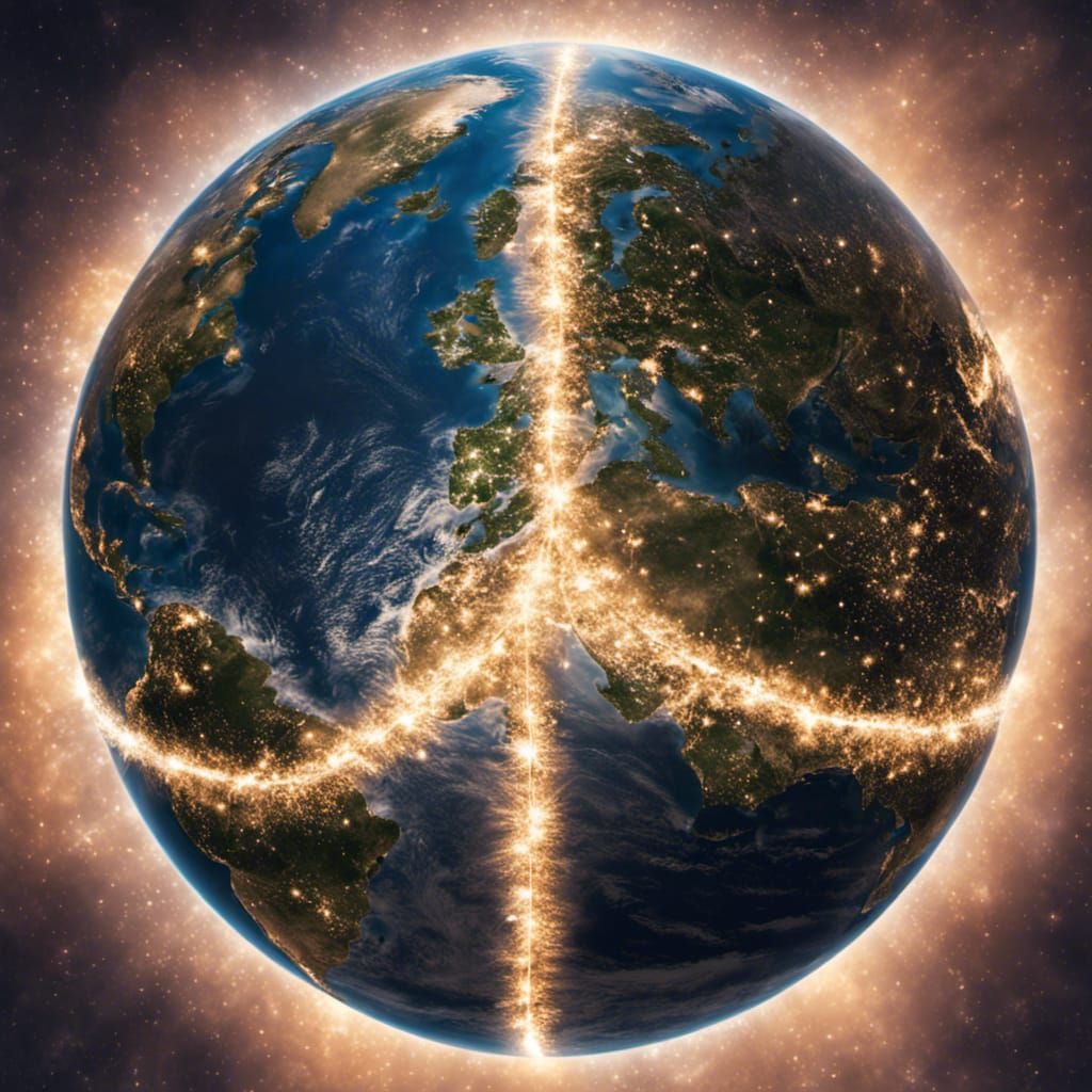 Earth Satellite Photo: Peace Symbol of Lights
