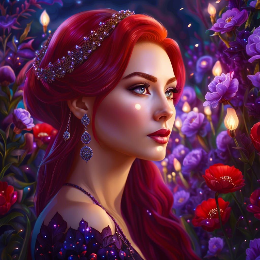 Portrait of a Red-Haired Girl in Gothic Garden