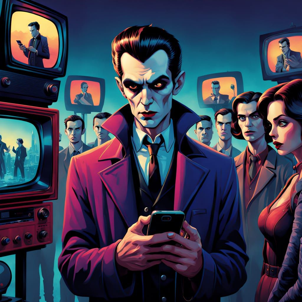 Surreal Vampire Portrait in Filmic Storybook Style