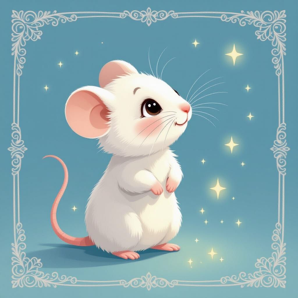 Cute Chibi Mouse TCG Card in Pastel Colors