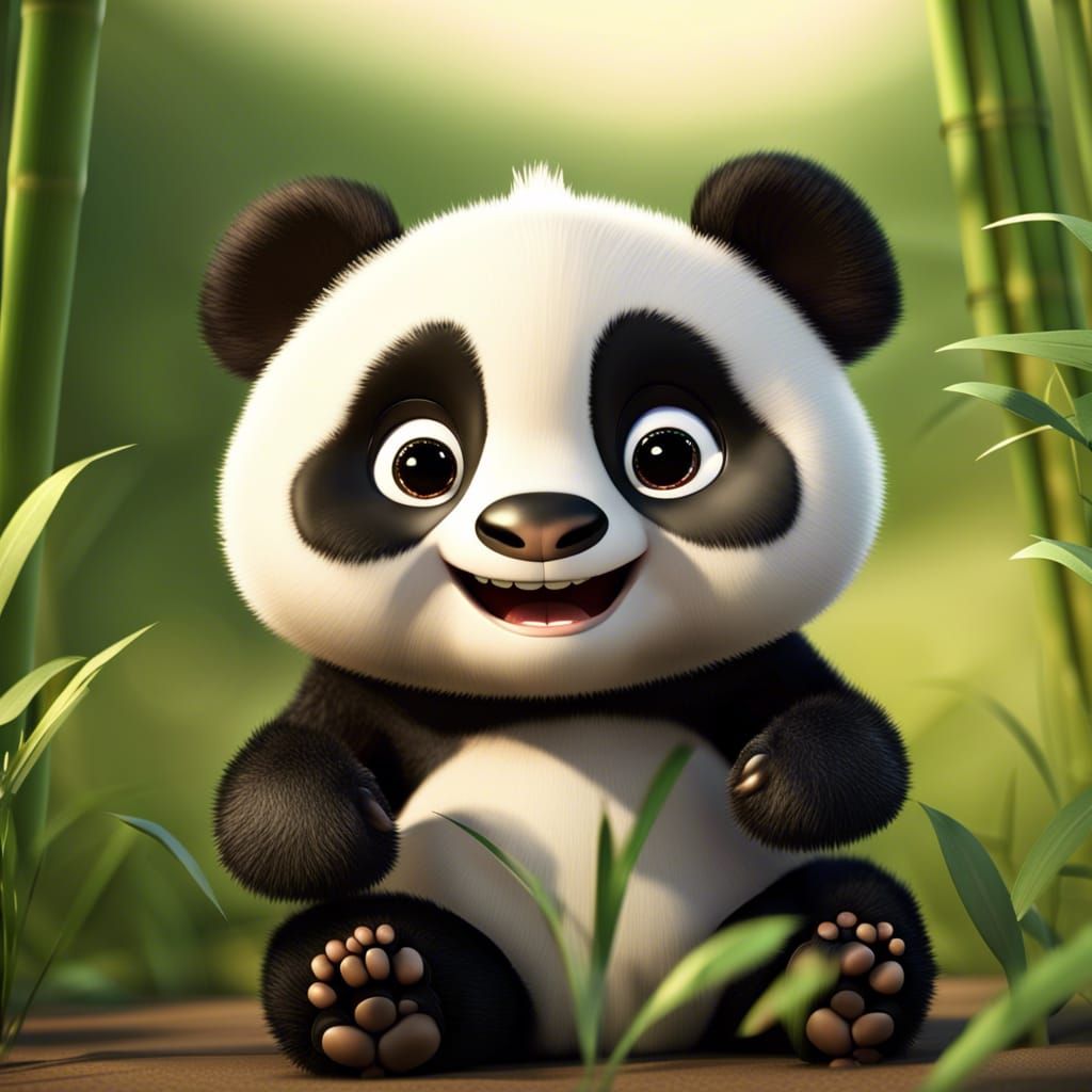 Adorable Baby Panda in Pixar-Style 3D Render