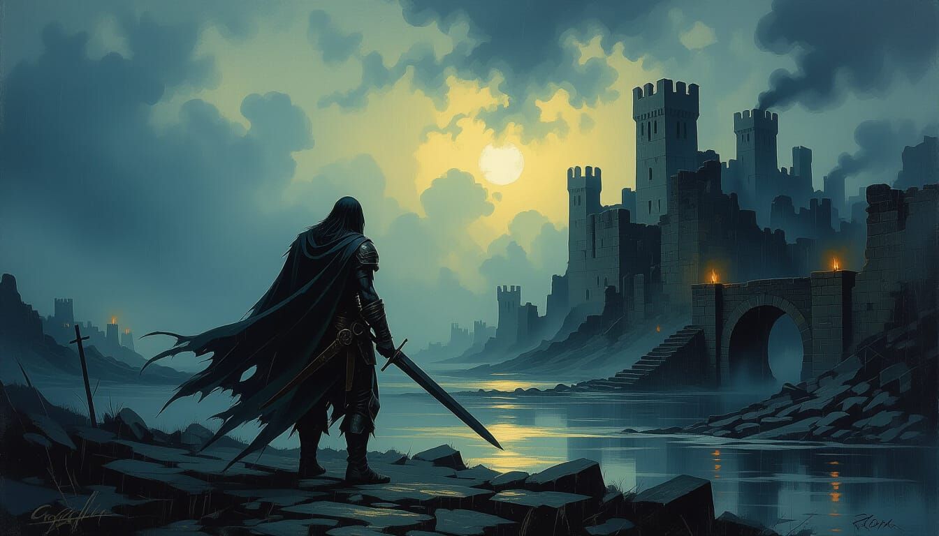 Warrior on Battlefield in Style of Goya