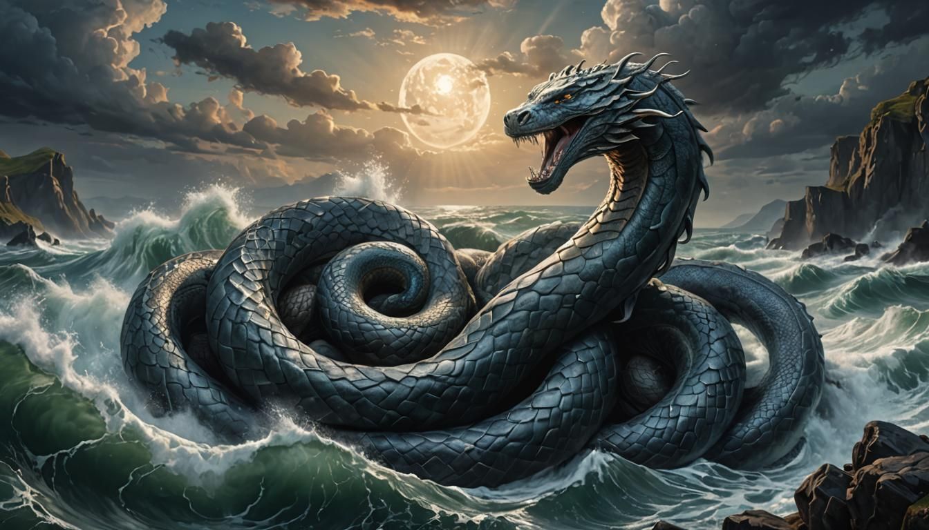Jörmungandr: Norse Mythology's World Serpent in Hyperreal De...