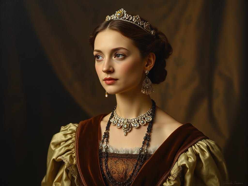 Baroque Noble Woman Portrait with Chiaroscuro Lighting