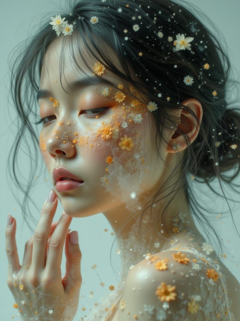 Fractured Human Figure in Dreamlike Blur