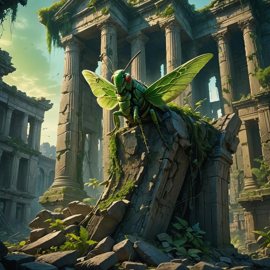 Giant Bioluminescent Locust in Greg Rutkowski Style