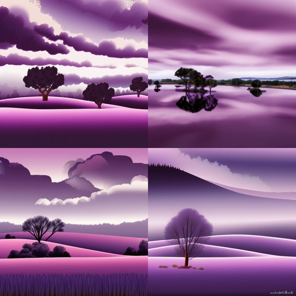 Purple Landscape with Trees