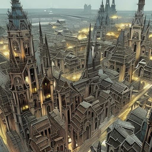 Budapest Castle Quarter Illustration in Gouache Style