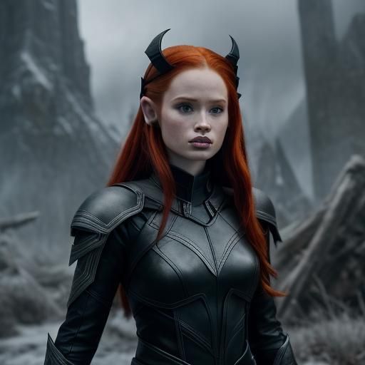 Fantasy Elf in Black Leather Tactical Suit