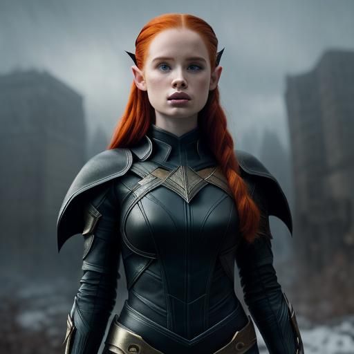 Fantasy Elf in Leather Suit, Hyperrealistic Rendering