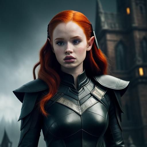 Fantasy Elf in Black Leather Tactical Suit