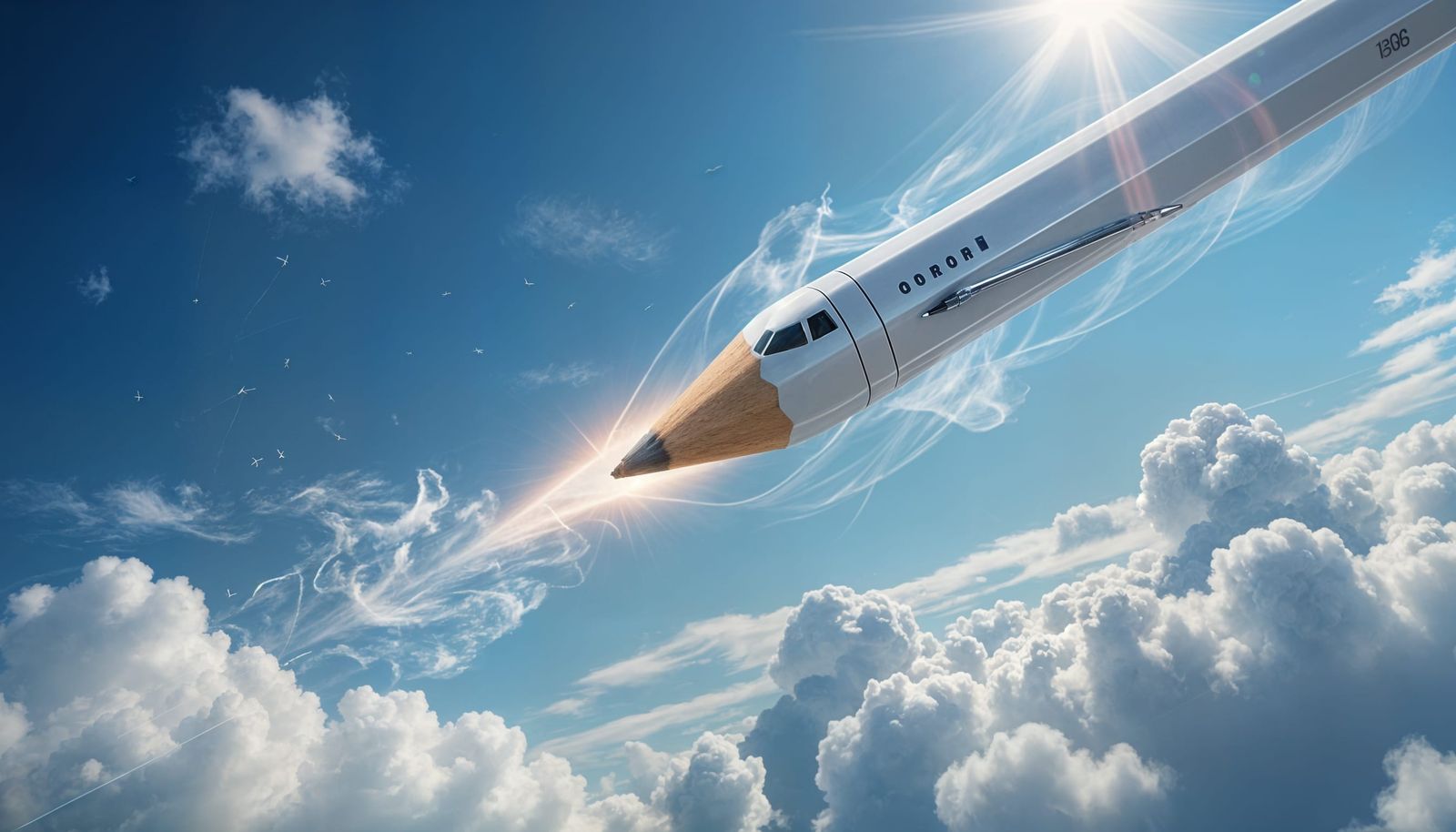 Pencil Transforms Into Supersonic Airliner in Realistic Styl...