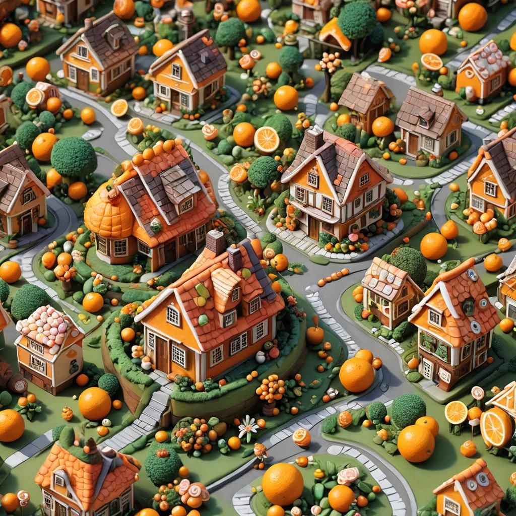 Orange House in Candy Land: 3D Miniature Art