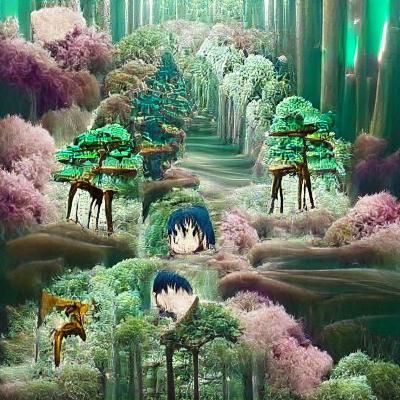 Vibrant Anime Forest Landscape
