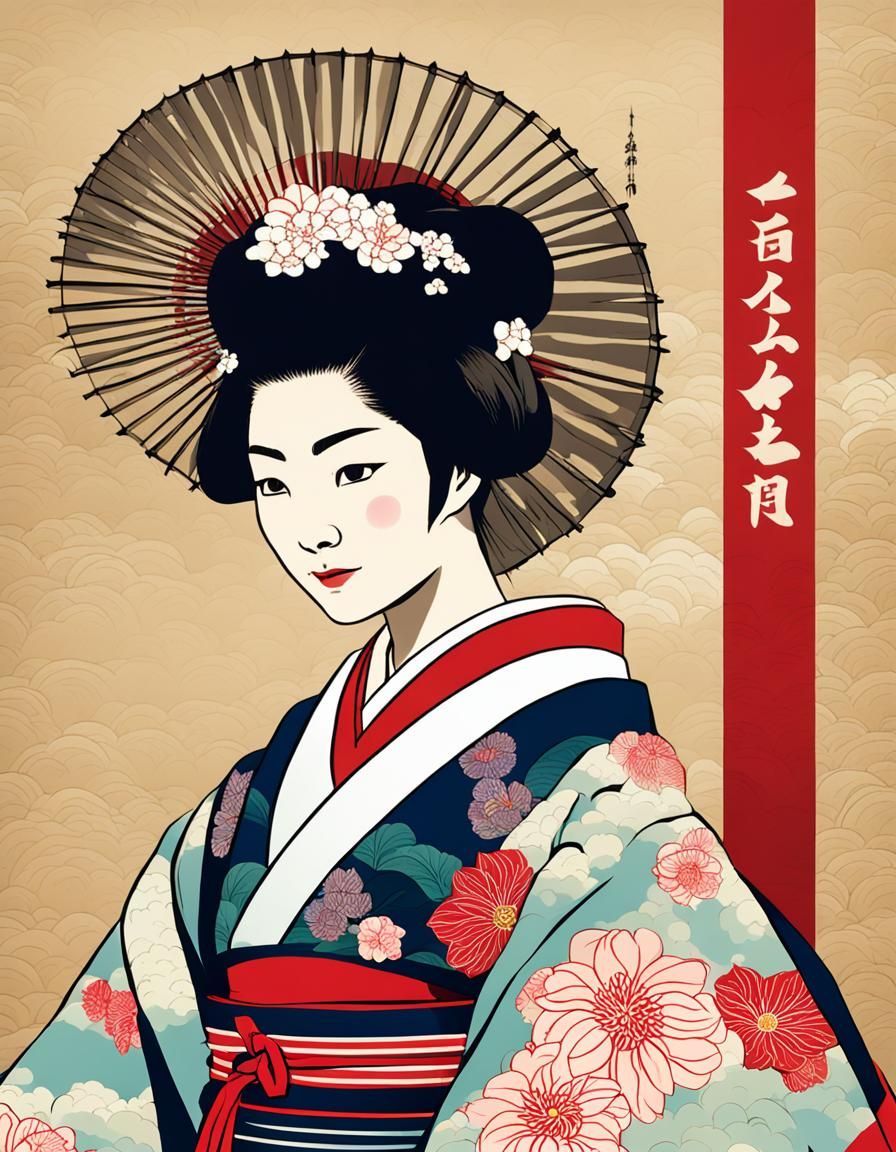 Japanese Woman in Traditional National Dress