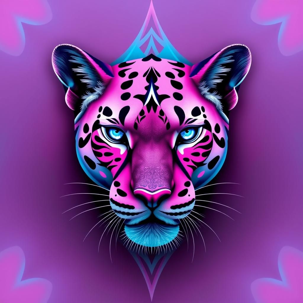 Sacred Geometry Fractal Panther in Soulful Colors