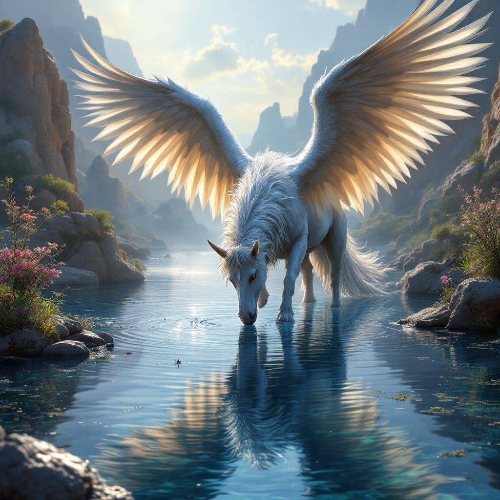 Pegasus in Enchanted Greek Landscape: Digital Matte Painting