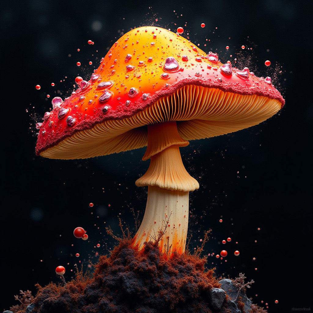 Vibrant Mushroom in Street Art Style