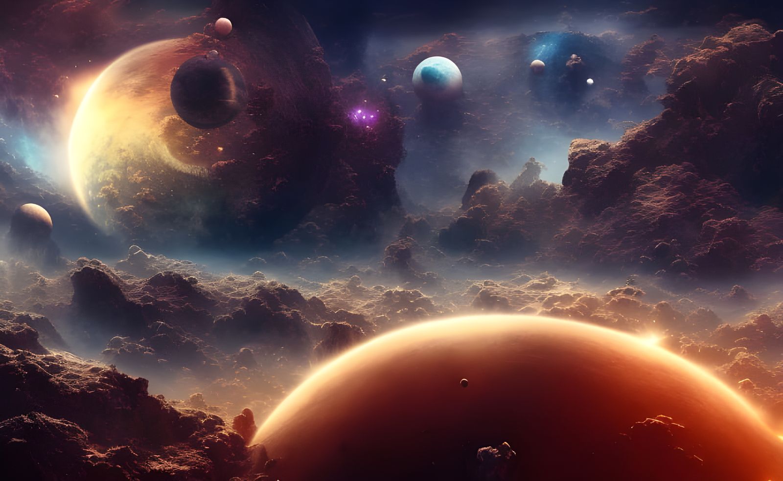 Epic Outer Space Planets in Digital Matte Painting