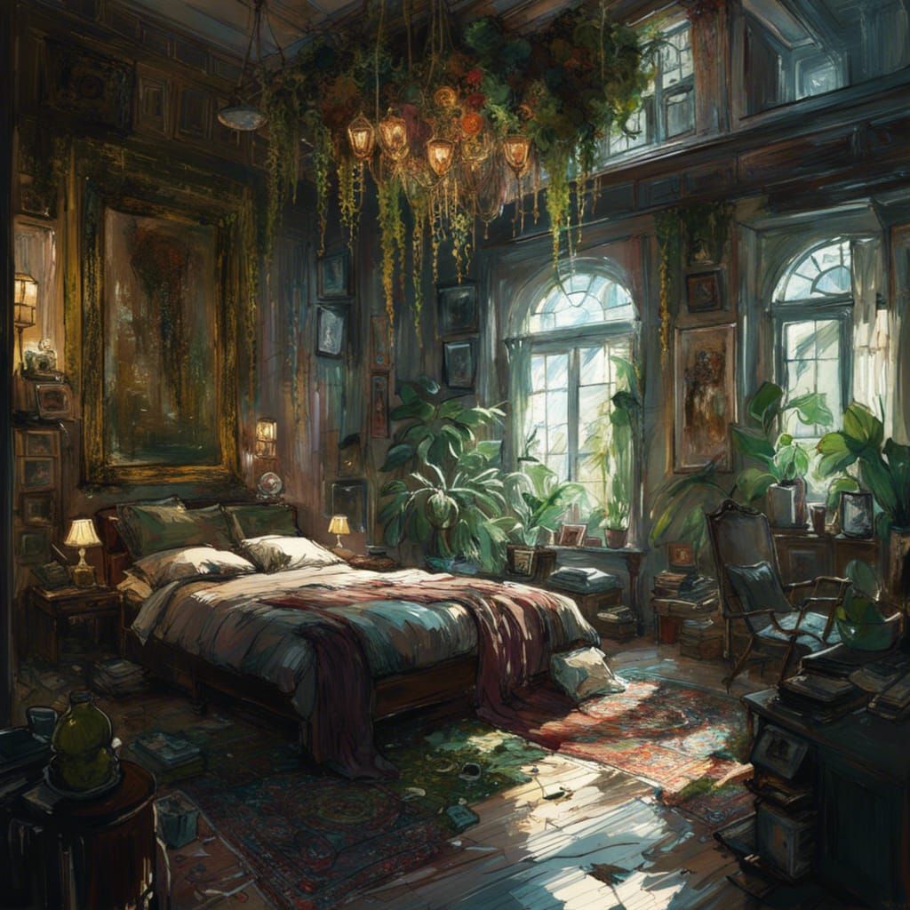 Ornate Boho Bedroom Surrounded by Vines