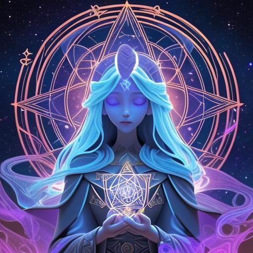 Ethereal Tarot Card with Celestial Motifs