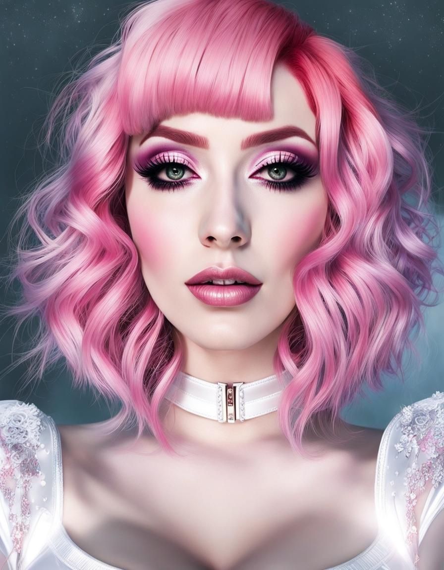 Pastel Goth Zombie Model in Mad Scientist Lab