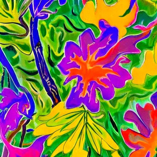 Amazon Rainforest Painting with Broad Brush Strokes