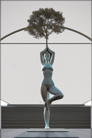 Lush Statue of Woman in Yoga Pose