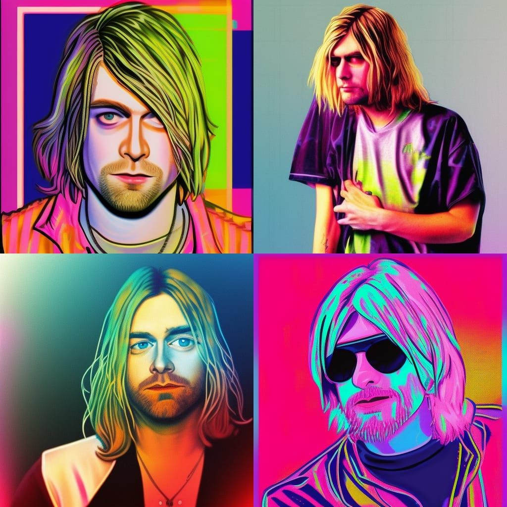 Kurt Cobain in Synthwave Neon Style
