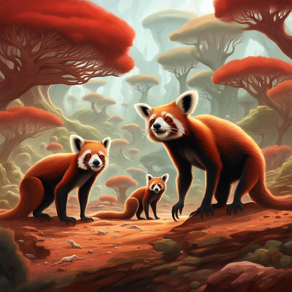 Alien Exoplanet with Red Mammalian Lifeforms