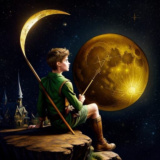 Peter Pan on Moonlit Night: Digital Concept Art