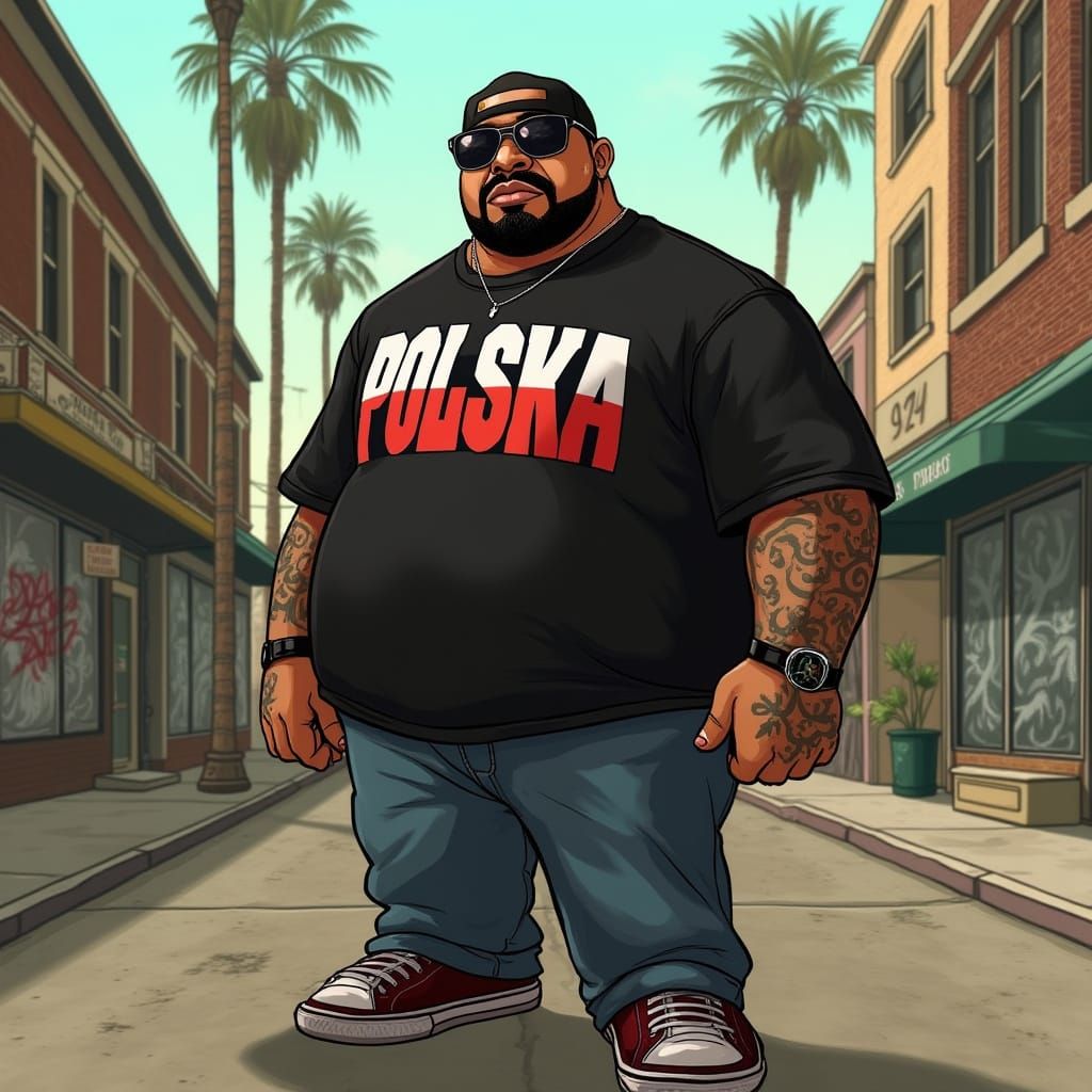 Hyperrealistic Digital Art of Big Smoke with Polish Pride
