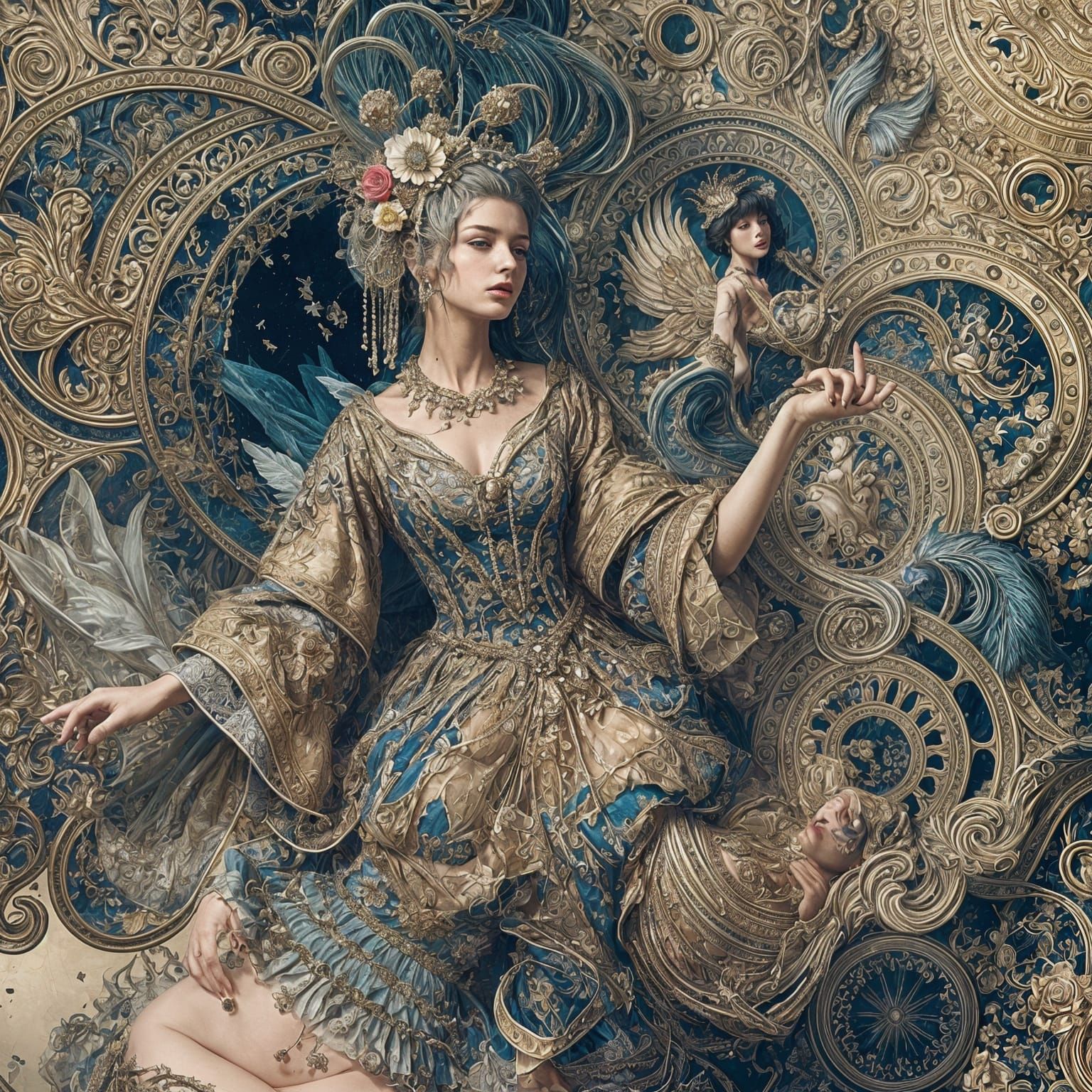 stunningly beautiful model, Alberto Vargas style , Odalisque...