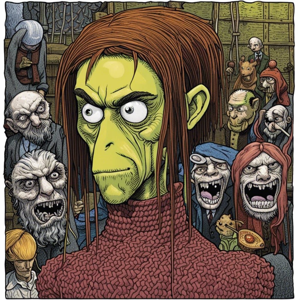 Sad Pinocchio at the Knitting Factory: Biopunk Art