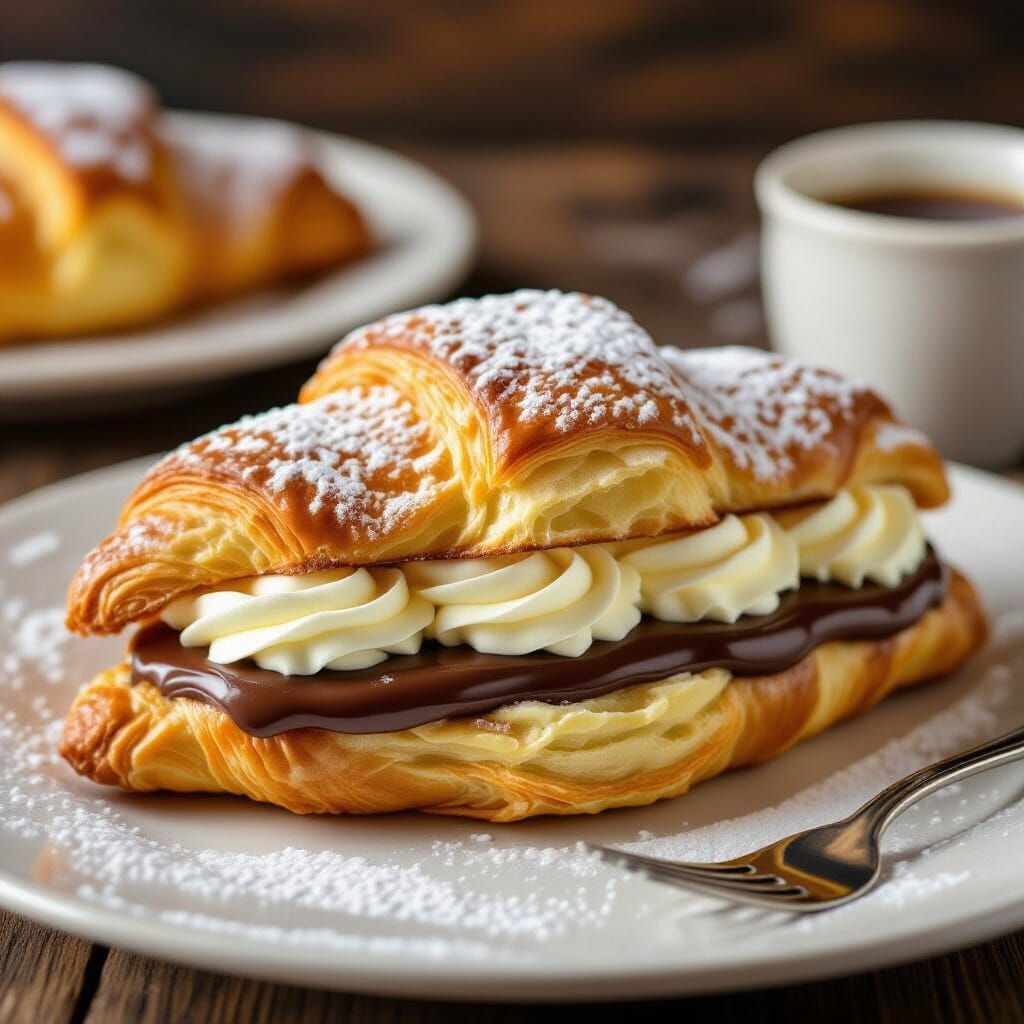 Freshly Baked Croissant Sandwich with Vanilla and Chocolate ...