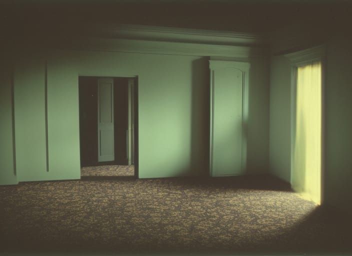 Eerie Dark Wood Room with Doom Sprites