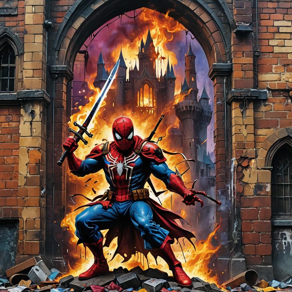 Spider-Man in Warhammer 40K Graffiti Art