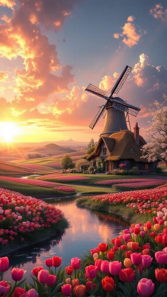 Cinematic Holland Countryside at Night