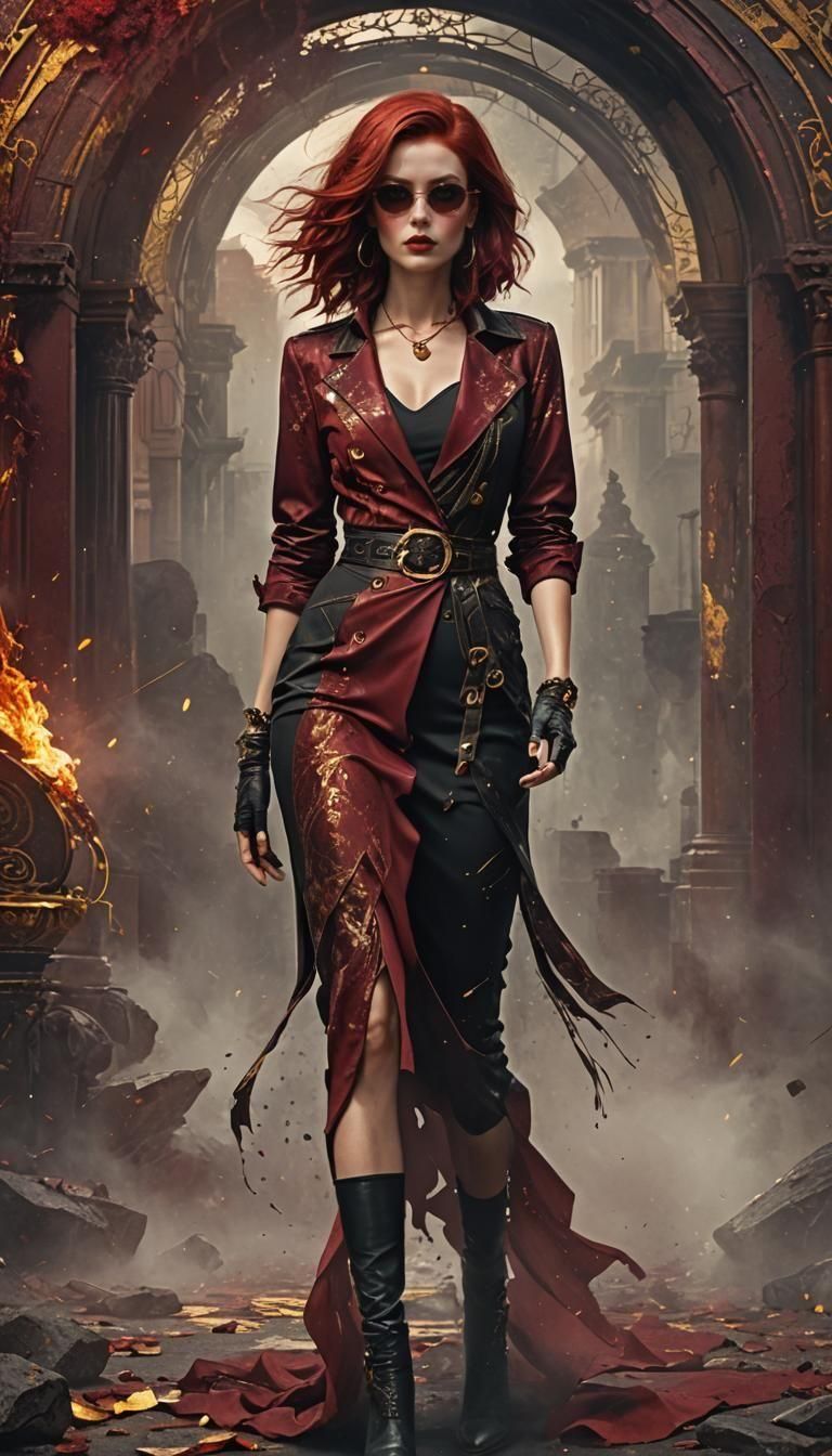 Beautiful Woman in Rock-Grunge Style: Digital Matte Painting