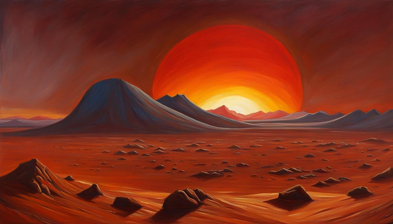 Martian Sunset as Oil Painting